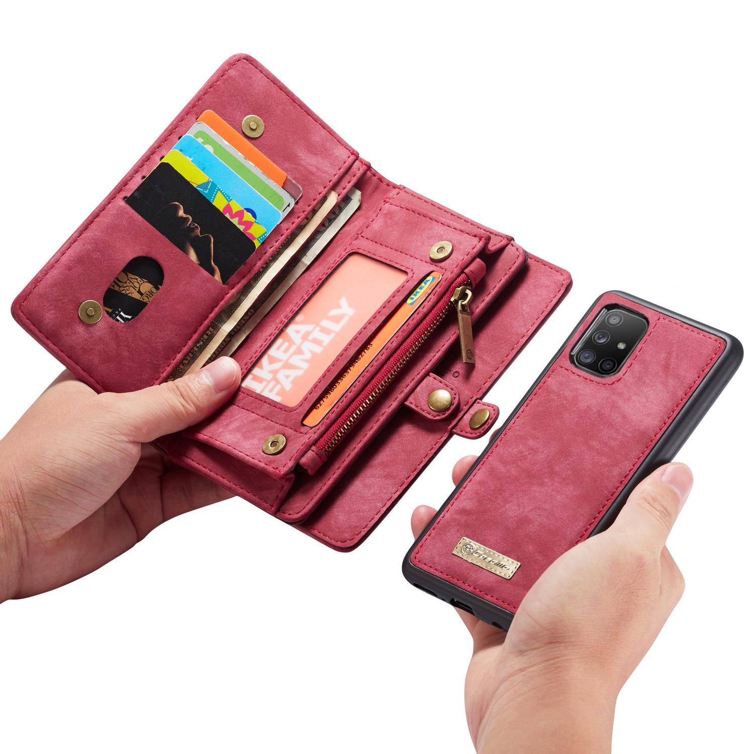 Étui portefeuille multi-cartes Samsung Galaxy A71 Rouge