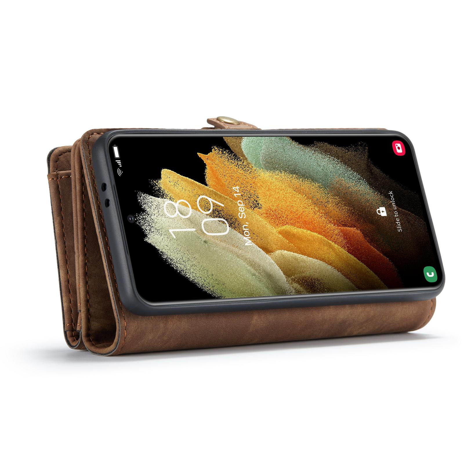 Étui portefeuille multi-cartes Samsung Galaxy S21, Marron