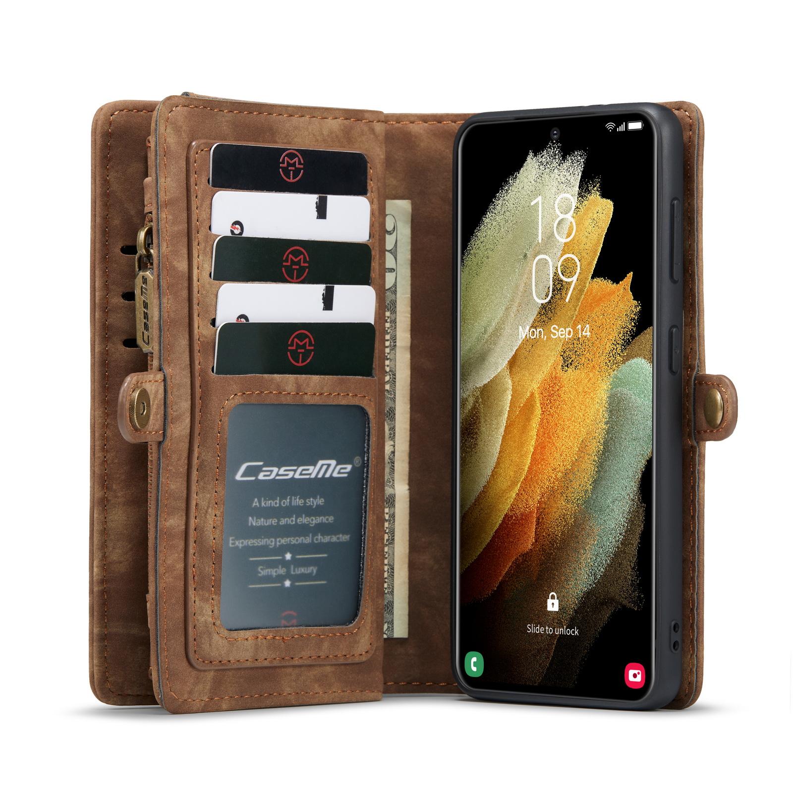 Étui portefeuille multi-cartes Samsung Galaxy S21 Marron