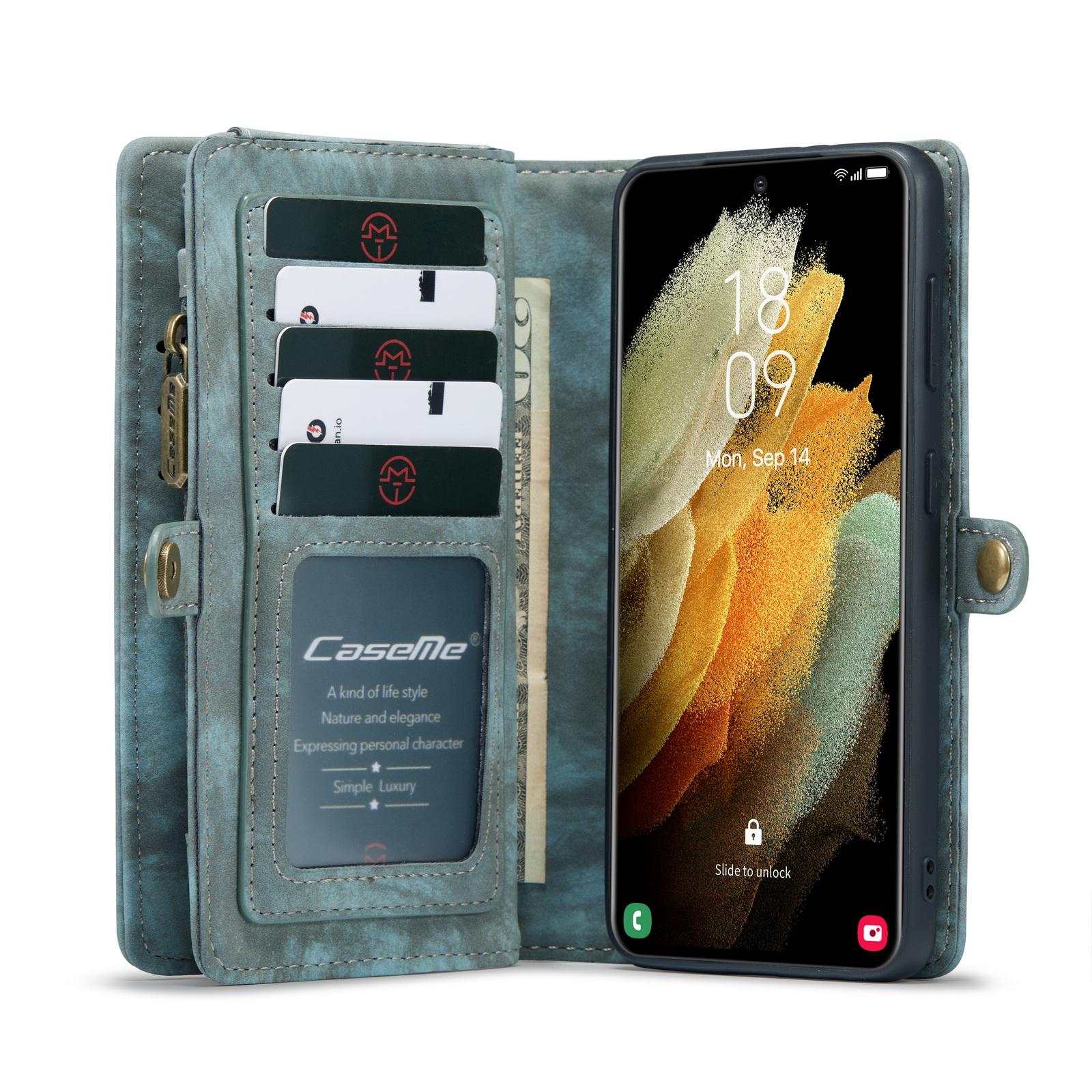 Étui portefeuille multi-cartes Samsung Galaxy S21 Plus, Bleu