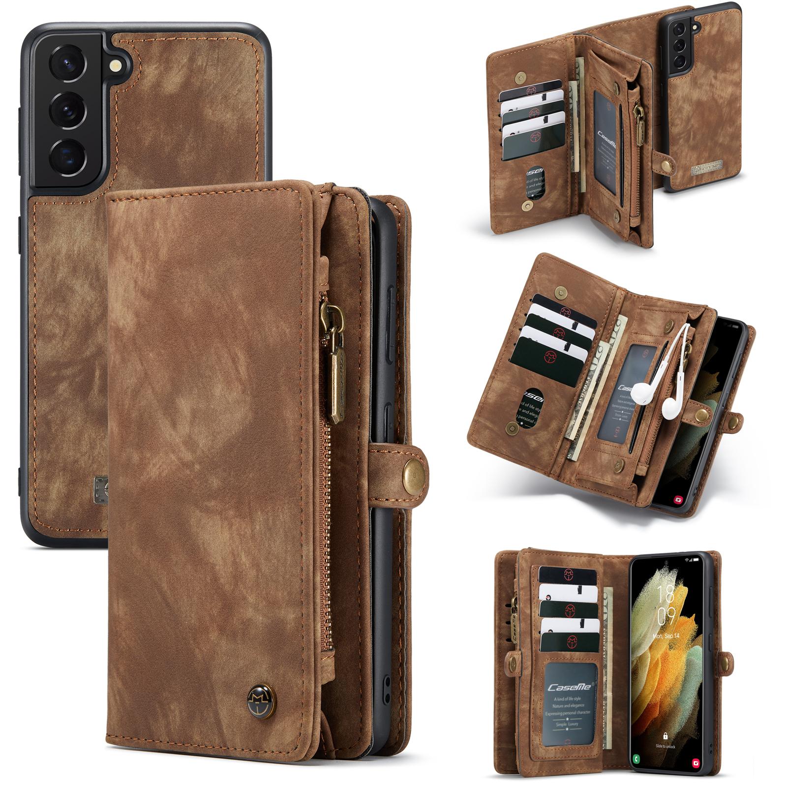 Étui portefeuille multi-cartes Samsung Galaxy S21 Plus, Marron