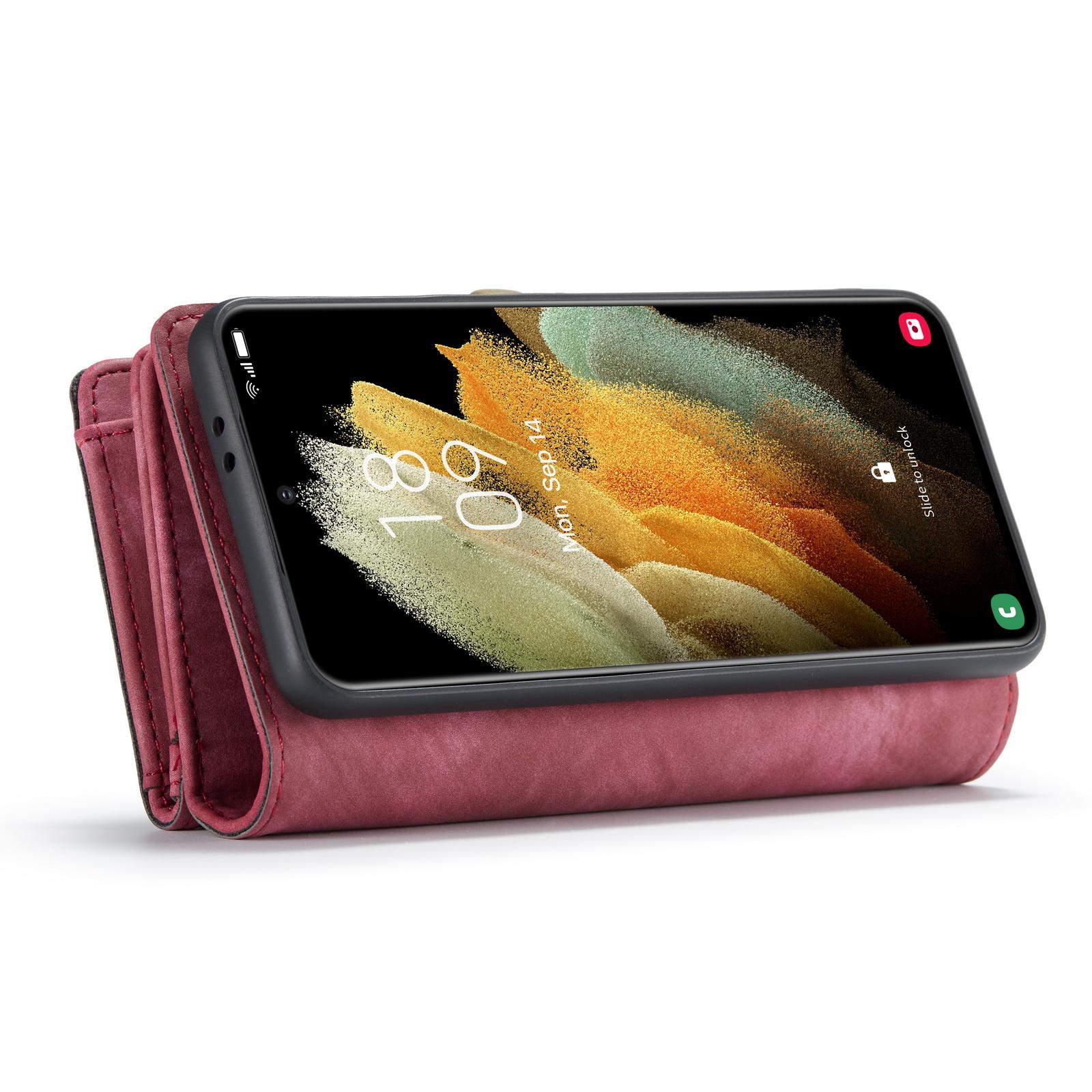 Étui portefeuille multi-cartes Samsung Galaxy S21 Plus Rouge