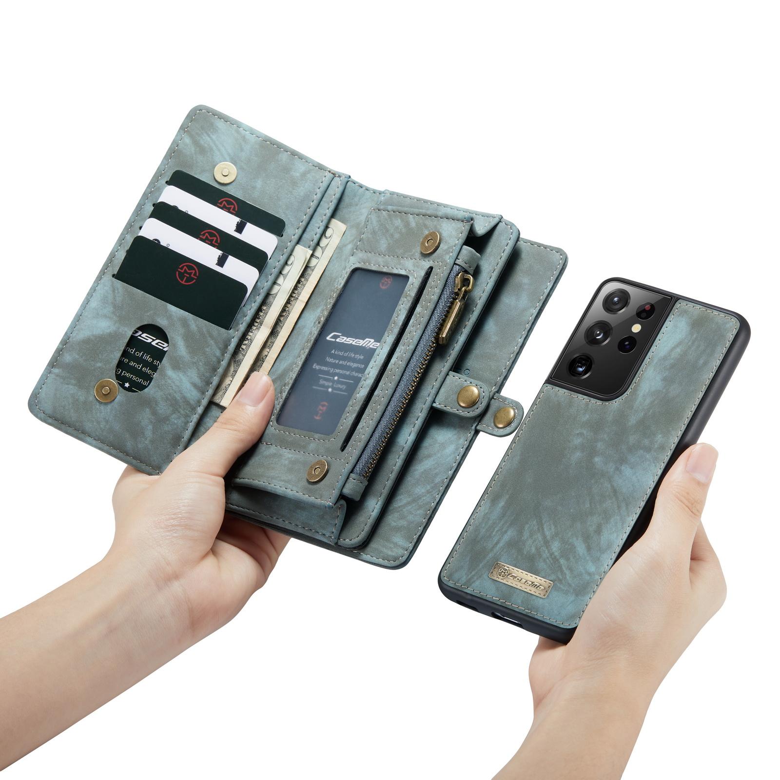 Étui portefeuille multi-cartes Samsung Galaxy S21 Ultra, Bleu