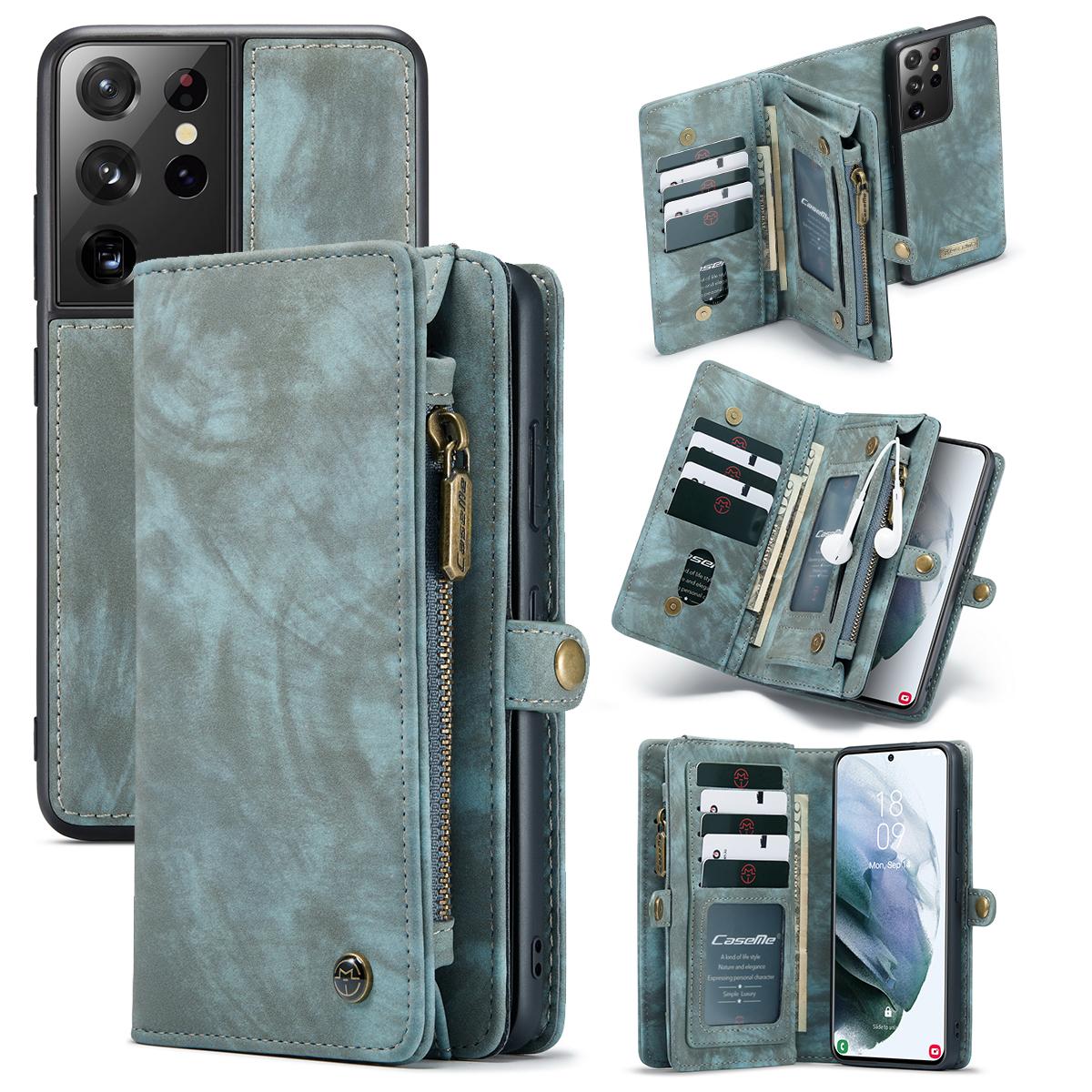 Étui portefeuille multi-cartes Samsung Galaxy S21 Ultra, Bleu
