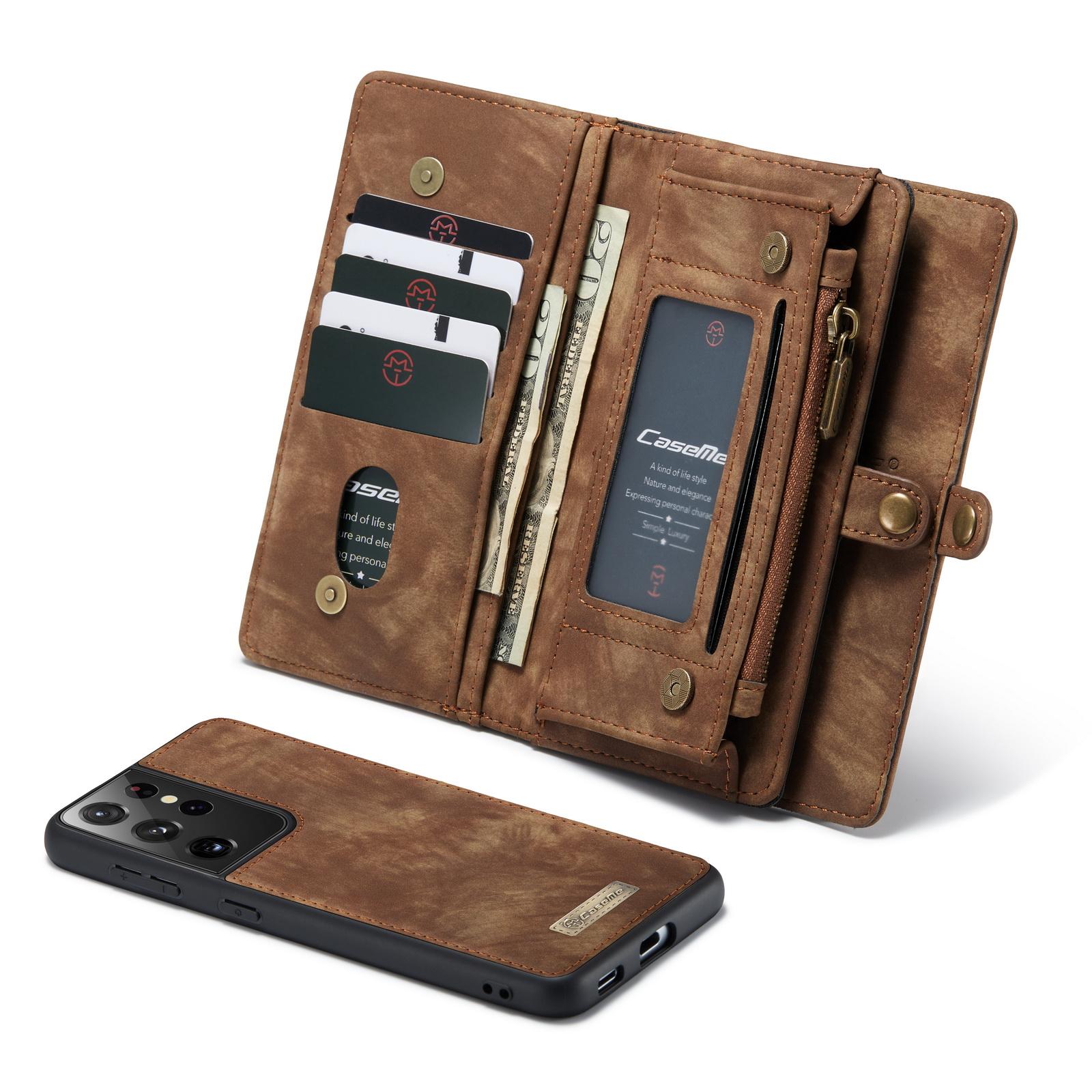Étui portefeuille multi-cartes Samsung Galaxy S21 Ultra, Marron