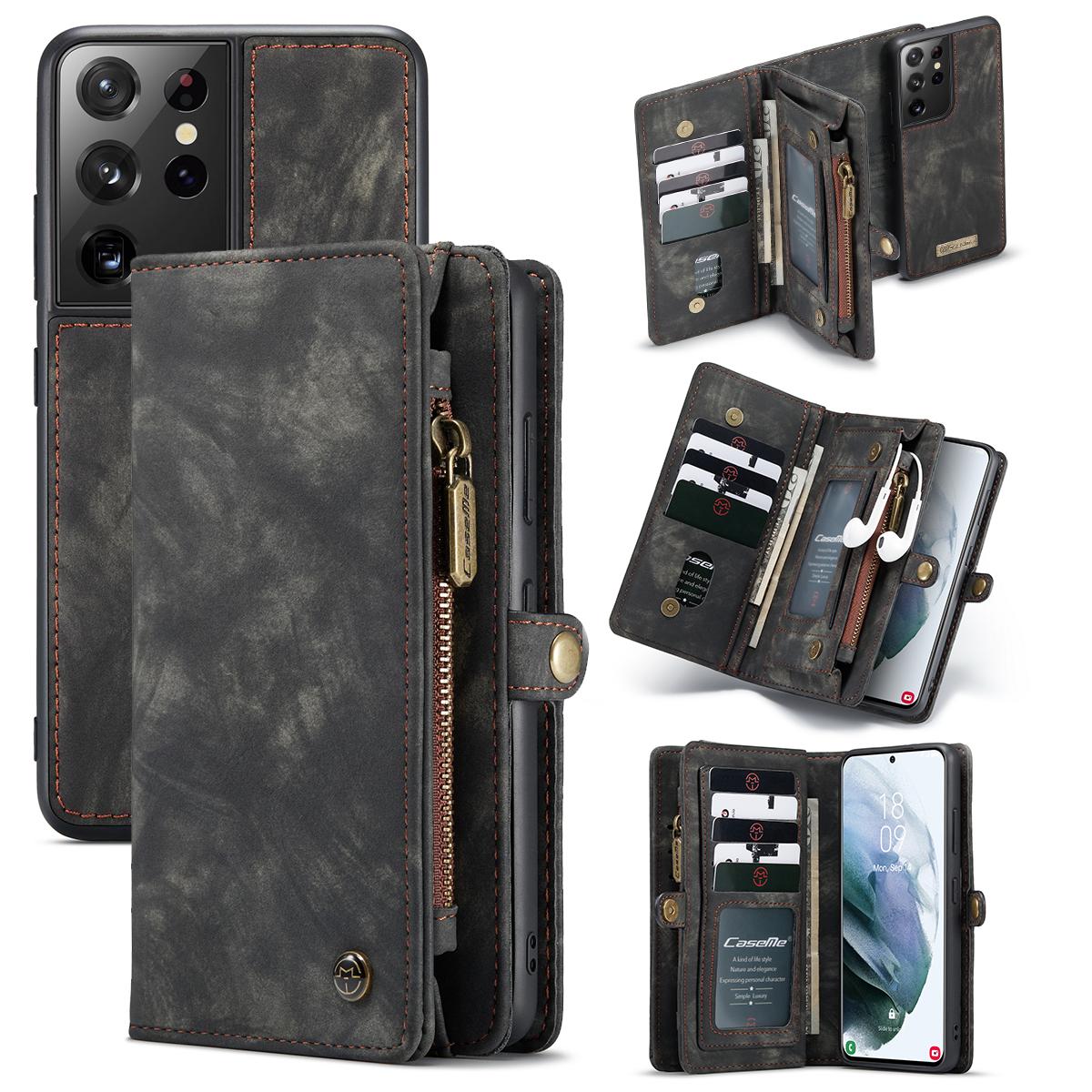 Étui portefeuille multi-cartes Samsung Galaxy S21 Ultra, Gris