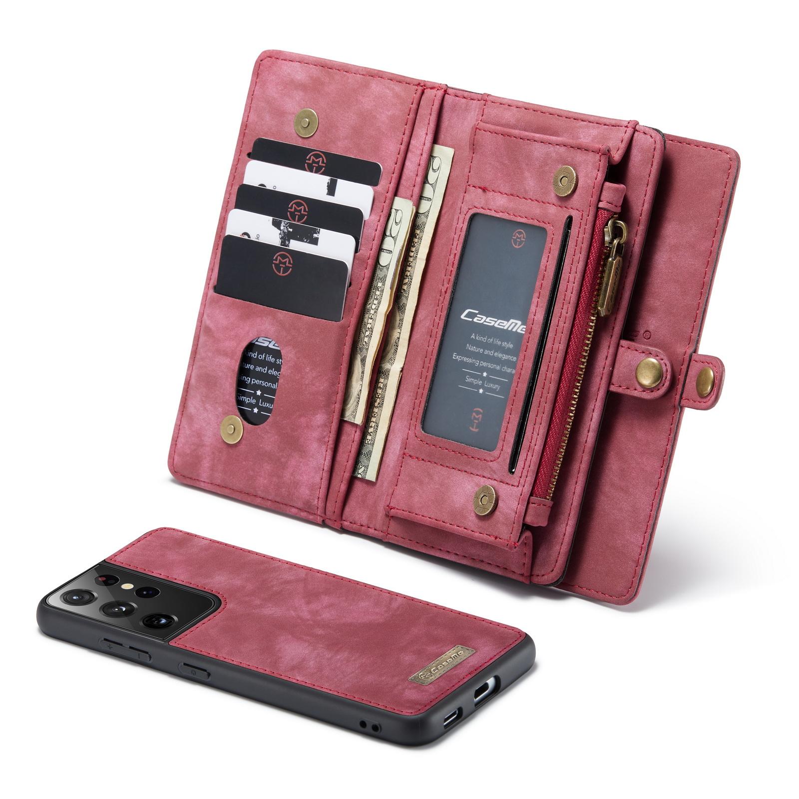 Étui portefeuille multi-cartes Samsung Galaxy S21 Ultra, Rouge