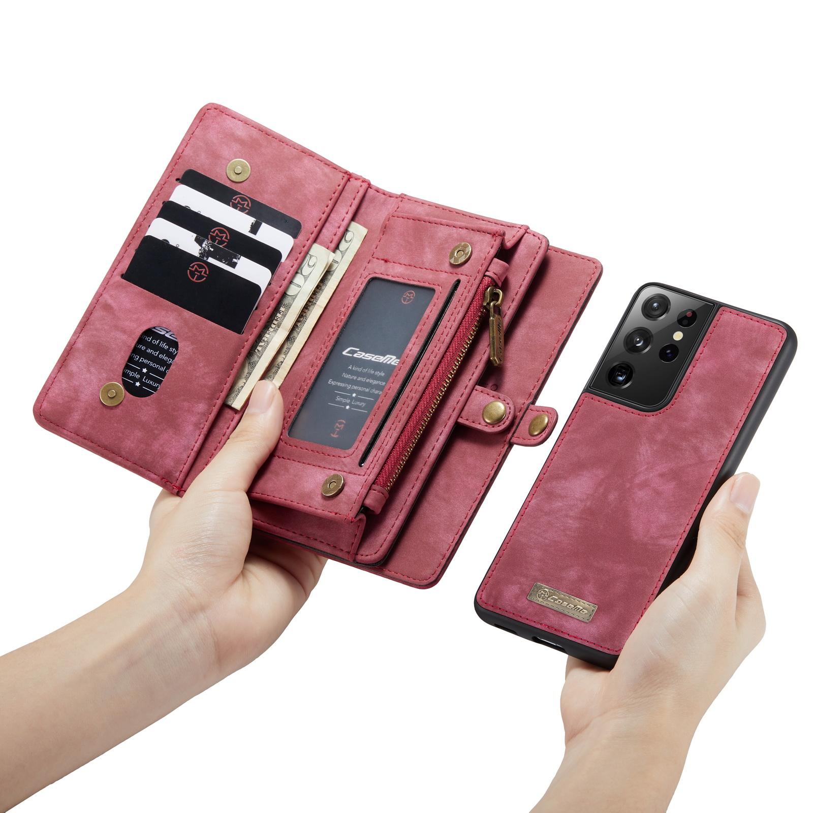Étui portefeuille multi-cartes Samsung Galaxy S21 Ultra, Rouge