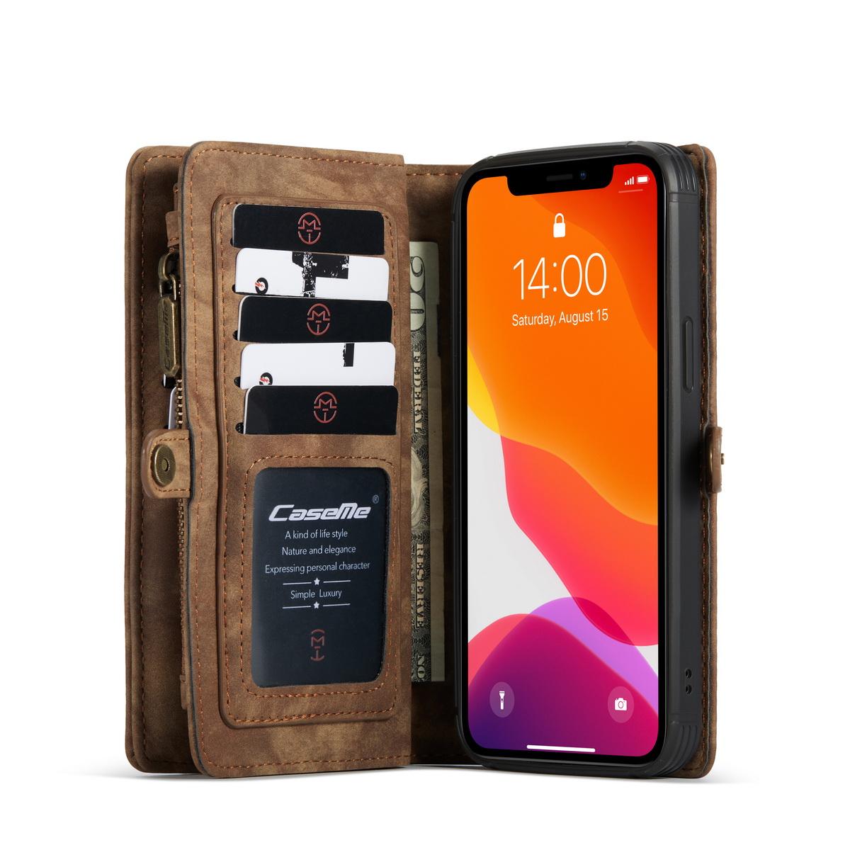 Étui portefeuille multi-cartes Apple iPhone 12 Mini, Marron