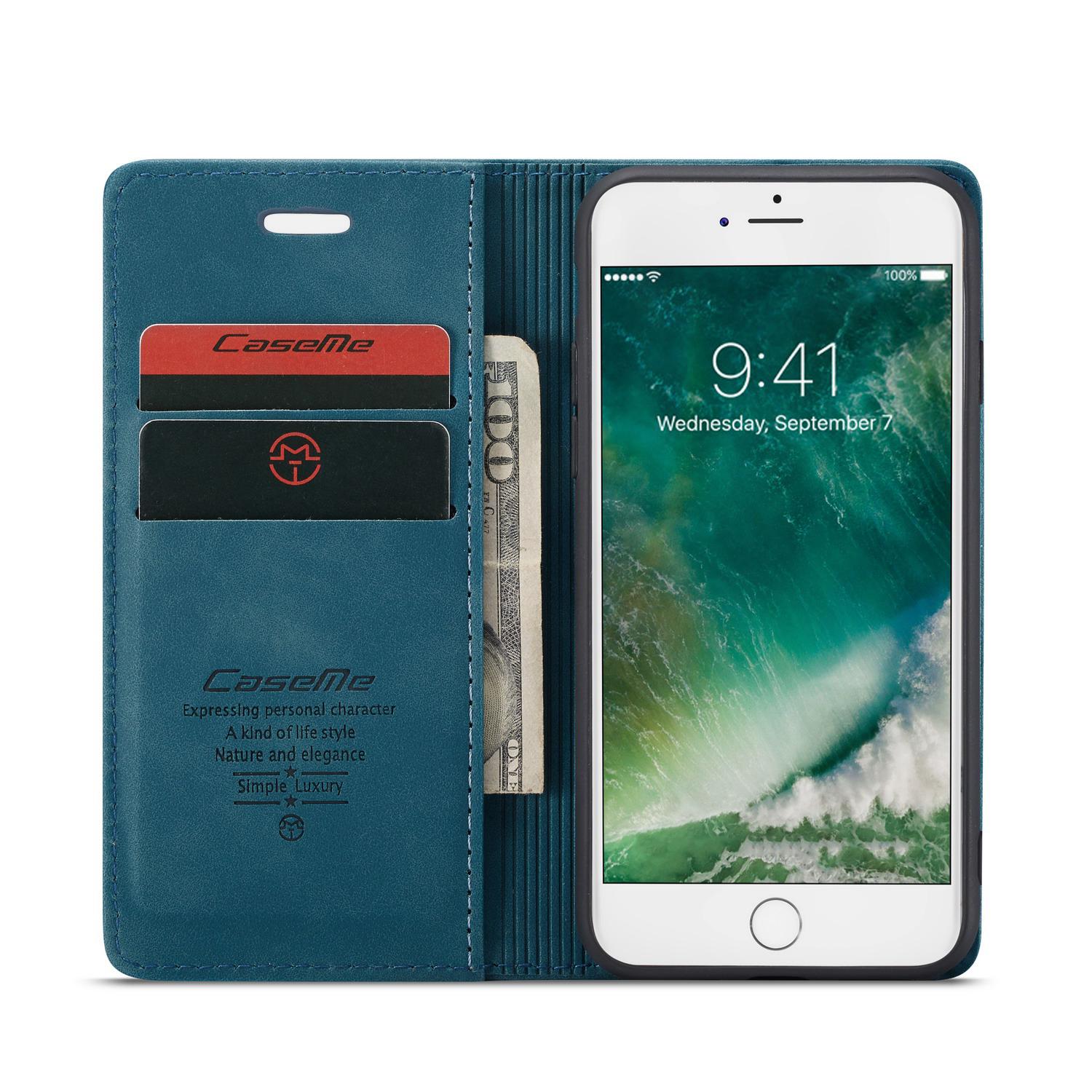 Étui portefeuille mince iPhone 8, bleu