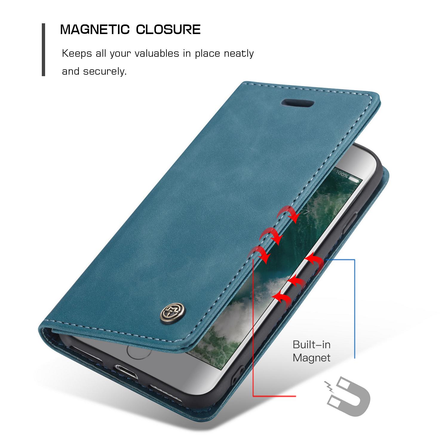 Étui portefeuille mince iPhone SE 2022, Bleu