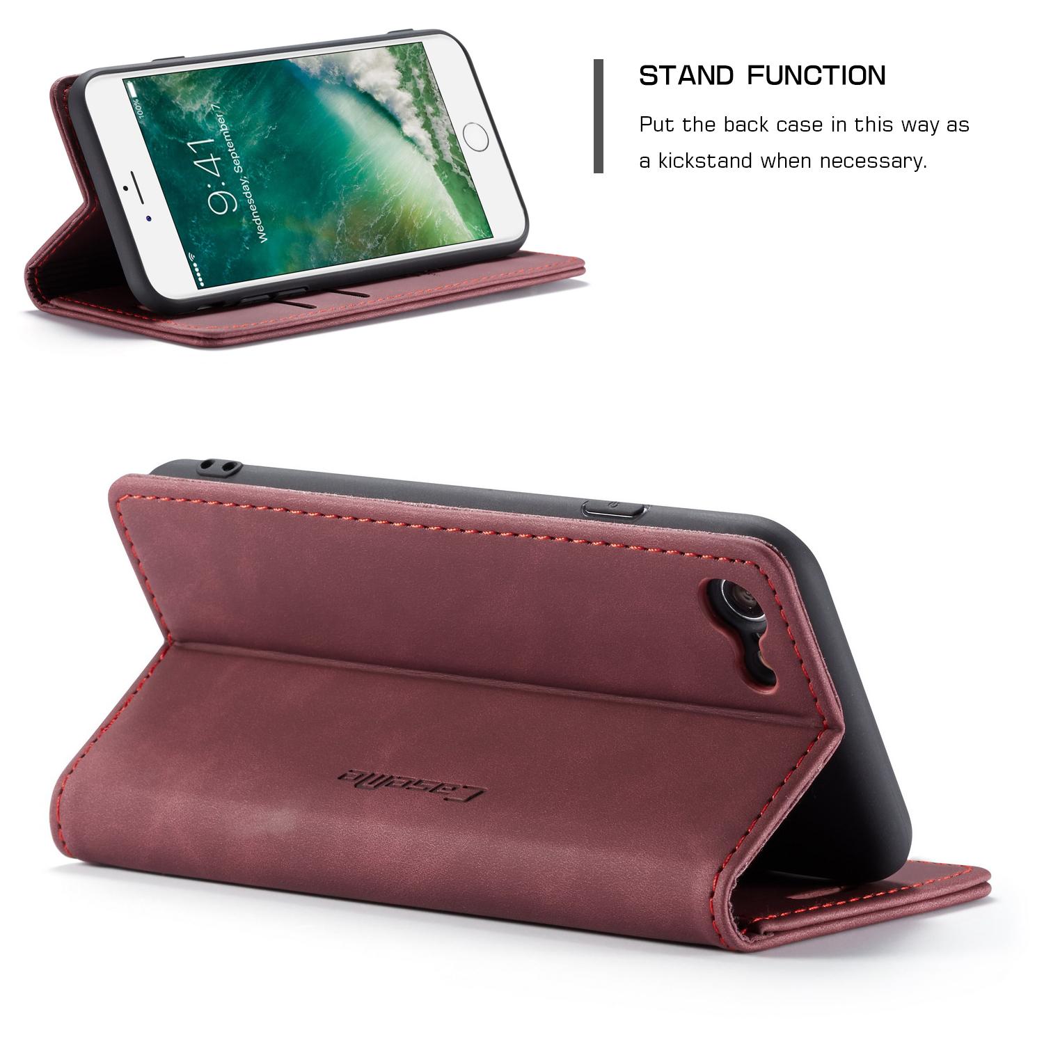 Étui portefeuille mince iPhone SE 2020, Rouge