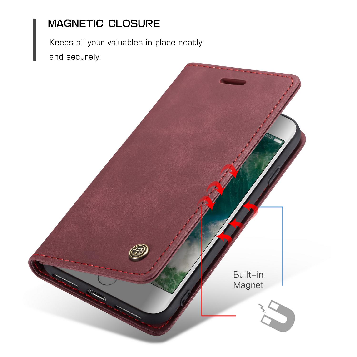 Étui portefeuille mince iPhone 7, rouge
