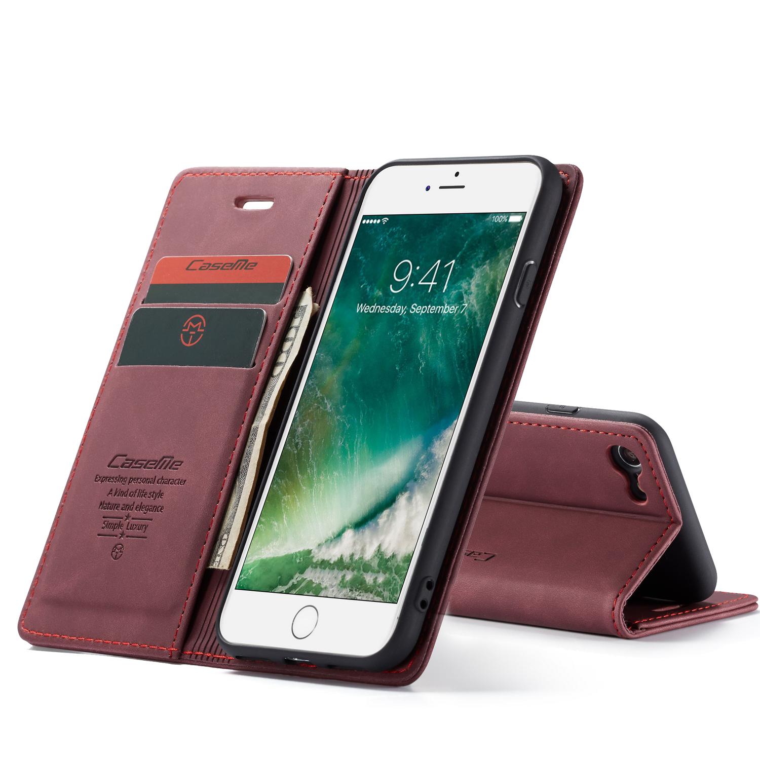 Étui portefeuille mince iPhone SE 2020, Rouge