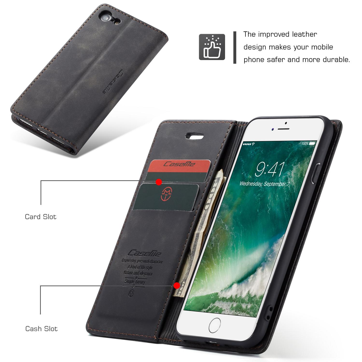 Étui portefeuille mince iPhone SE (2020), noir