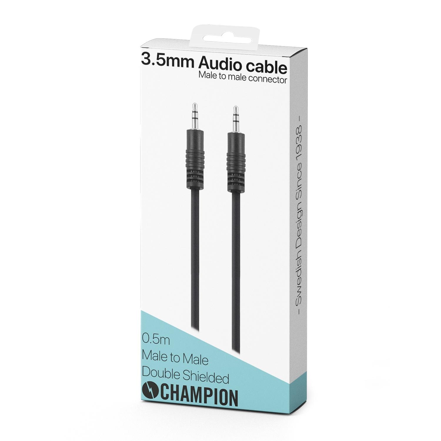 Câble audio stéréo 3,5 mm 0.5 mètre Noir