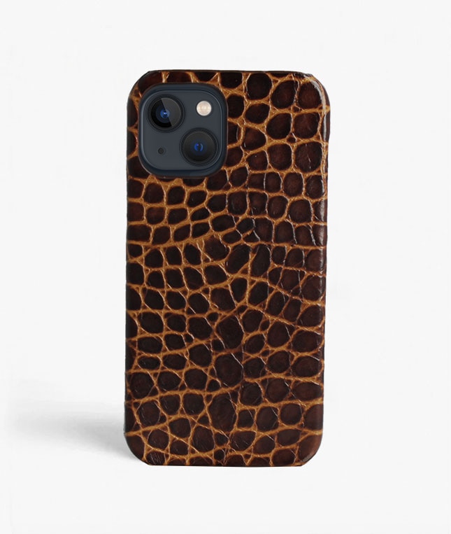 Coque iPhone 13 Pro Small Croco Marron