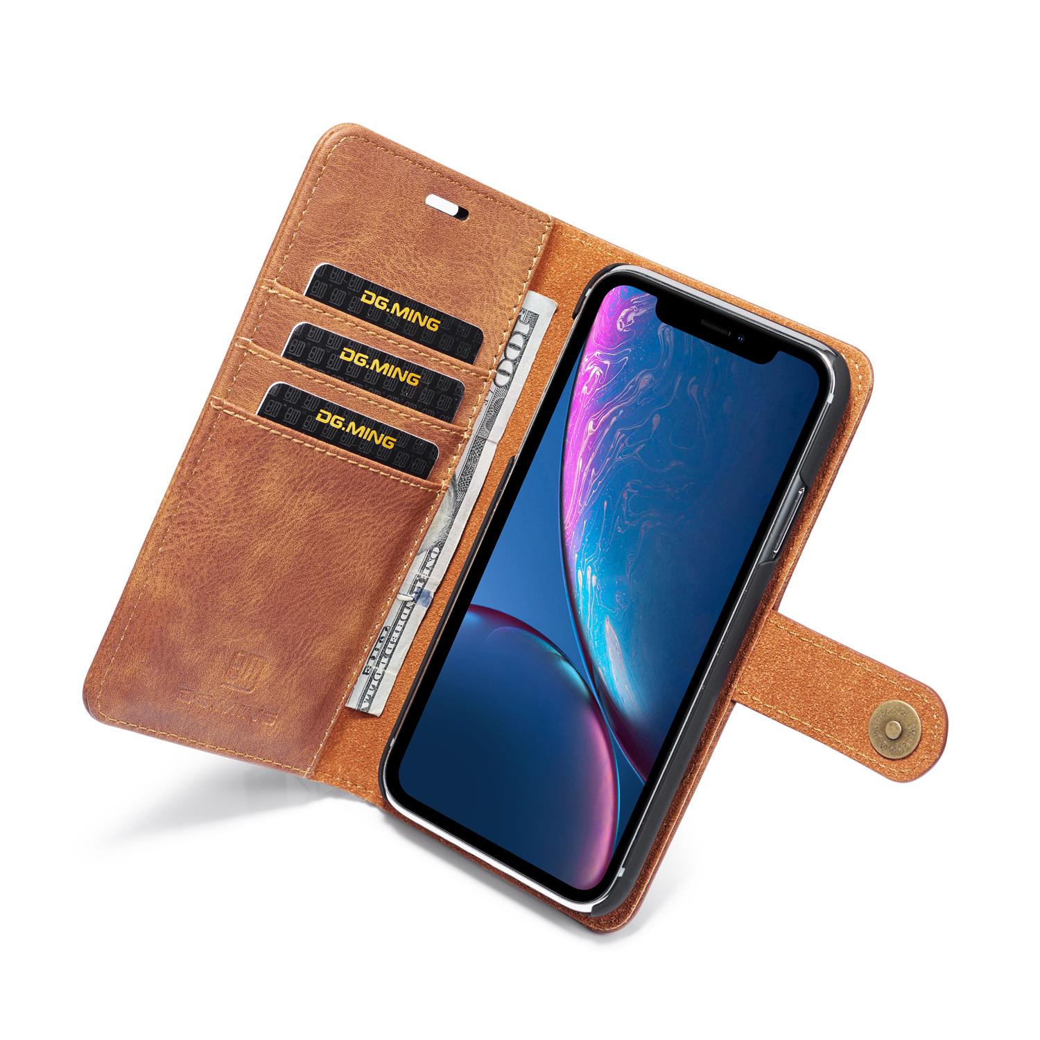 Étui portefeuille Magnet Wallet iPhone Xr, Cognac