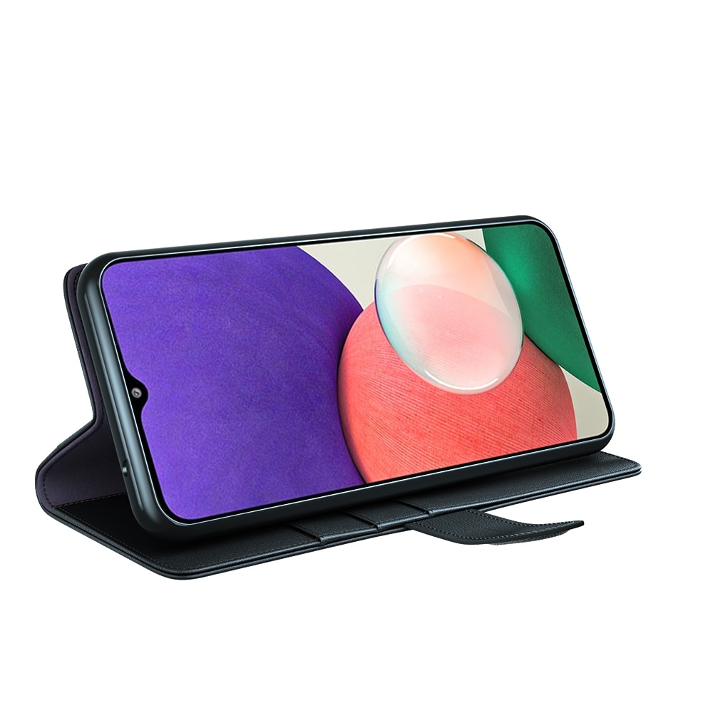 Étui en cuir veritable Samsung Galaxy A22 5G, Noir