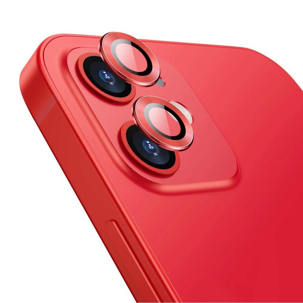Protecteur d'objectif aluminium verre trempé iPhone 12/12 Mini Rouge