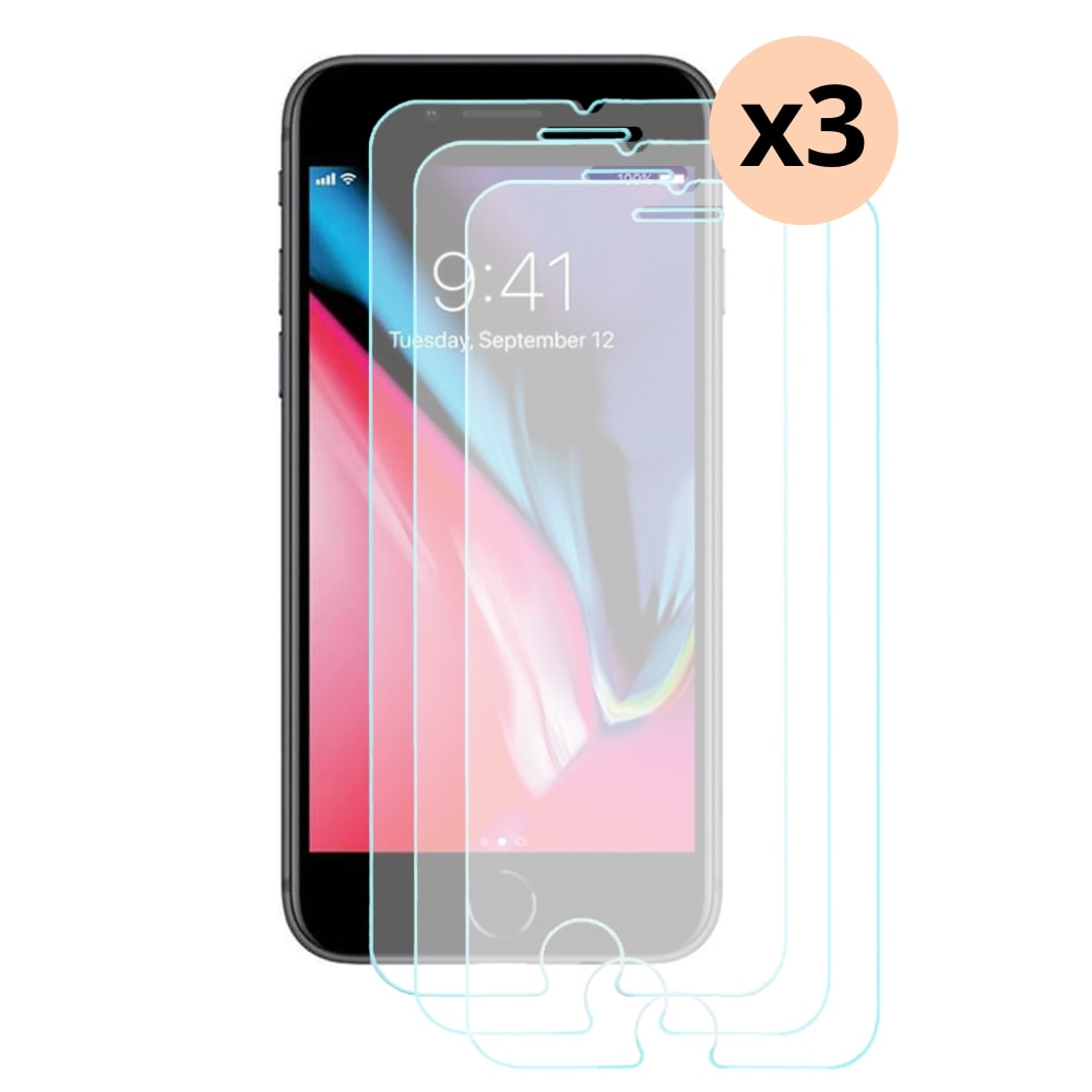 Kit pour iPhone 8 3 pièces Protecteur d'écran en verre trempé 0.3mm