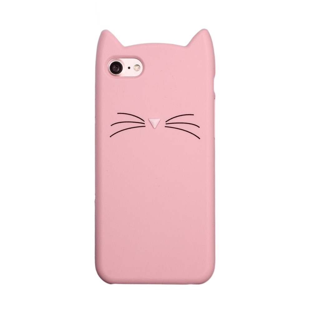 Coque en silicone Chat iPhone 8, rose