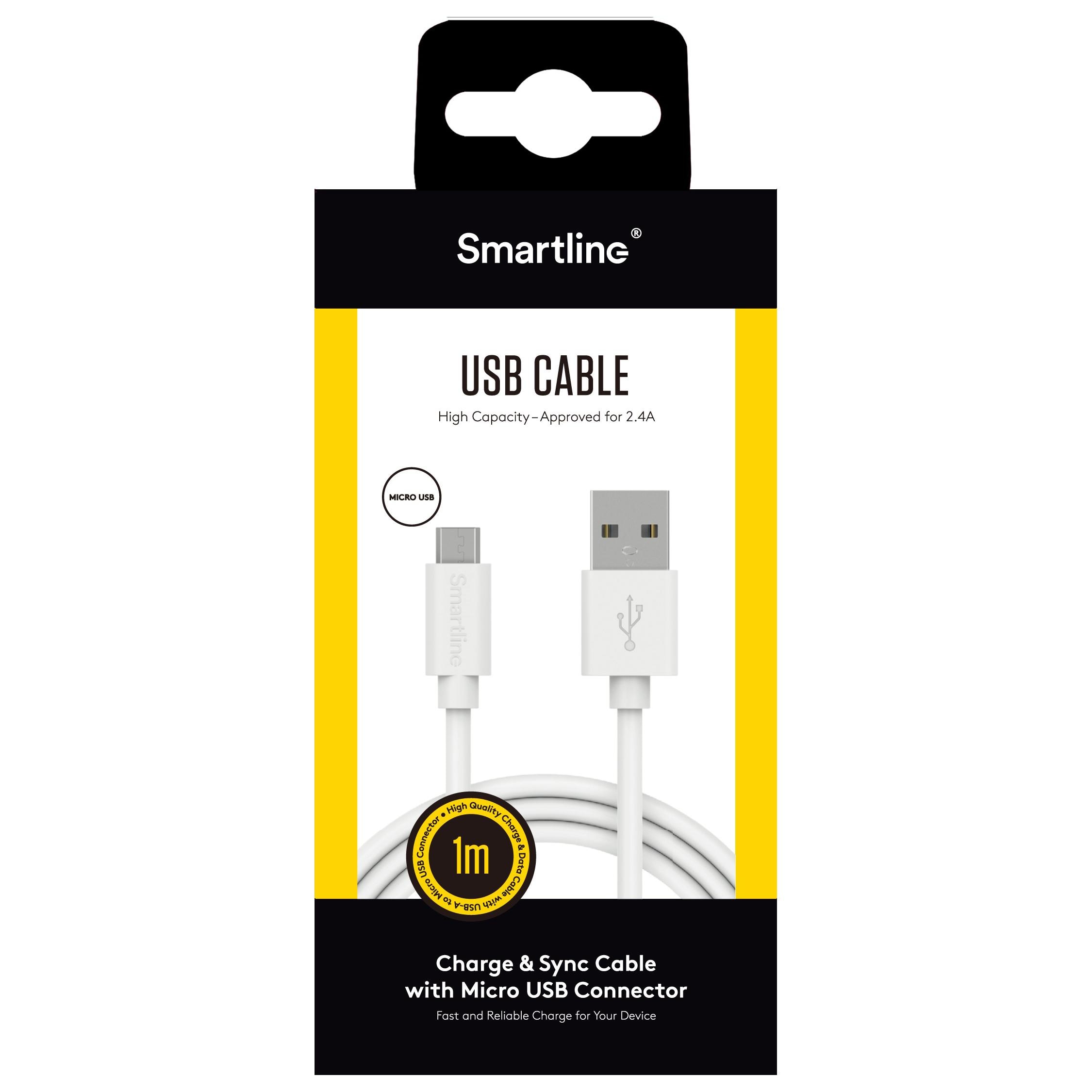 Câble USB-A vers MicroUSB 1 mètre Blanc