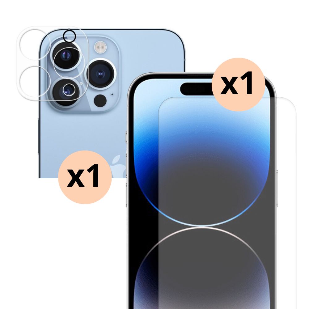 Protecteur de caméra et protecteur d'écran en verre trempé pour iPhone 16 Pro