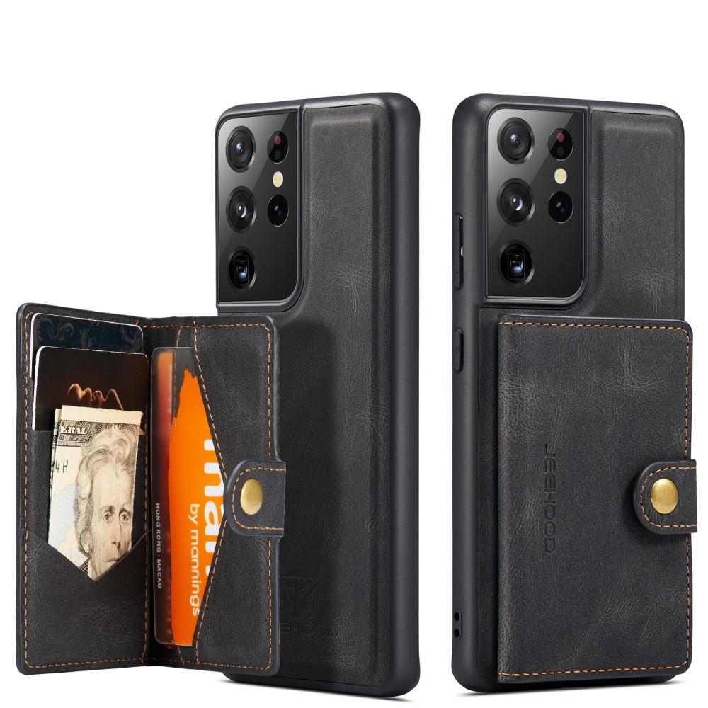 Coque Magnetic Wallet Card Case Samsung Galaxy S21 Ultra Black