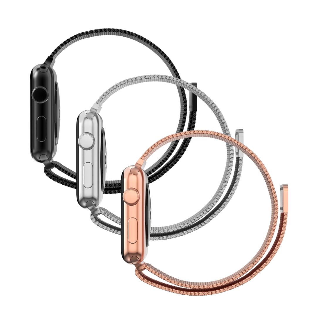 Kit pour Apple Watch 41mm Series 8 Bracelet milanais, noir, argent, or rose