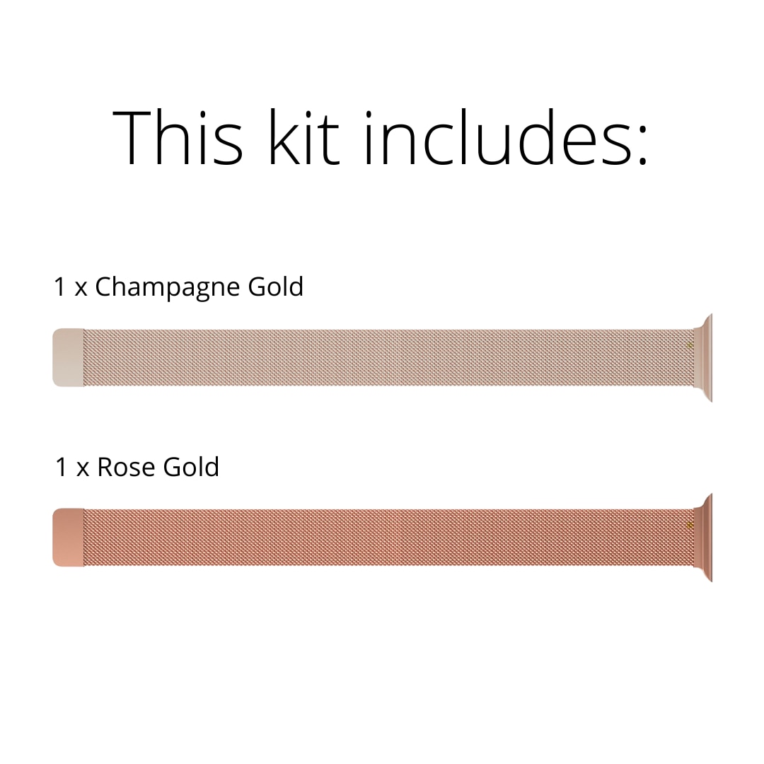 Kit pour Apple Watch Ultra 49mm Bracelet milanais, champagne d'or & or rose
