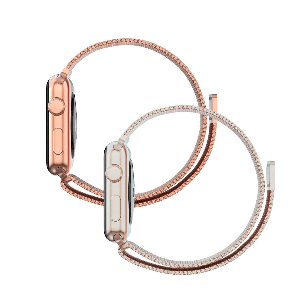 Kit pour Apple Watch SE 44mm Bracelet milanais, champagne d'or & or rose