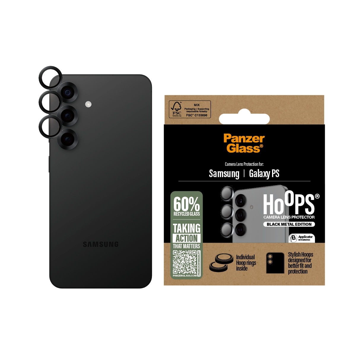 Samsung Galaxy S25 Edge Hoops Camera Lens Protector, Noir