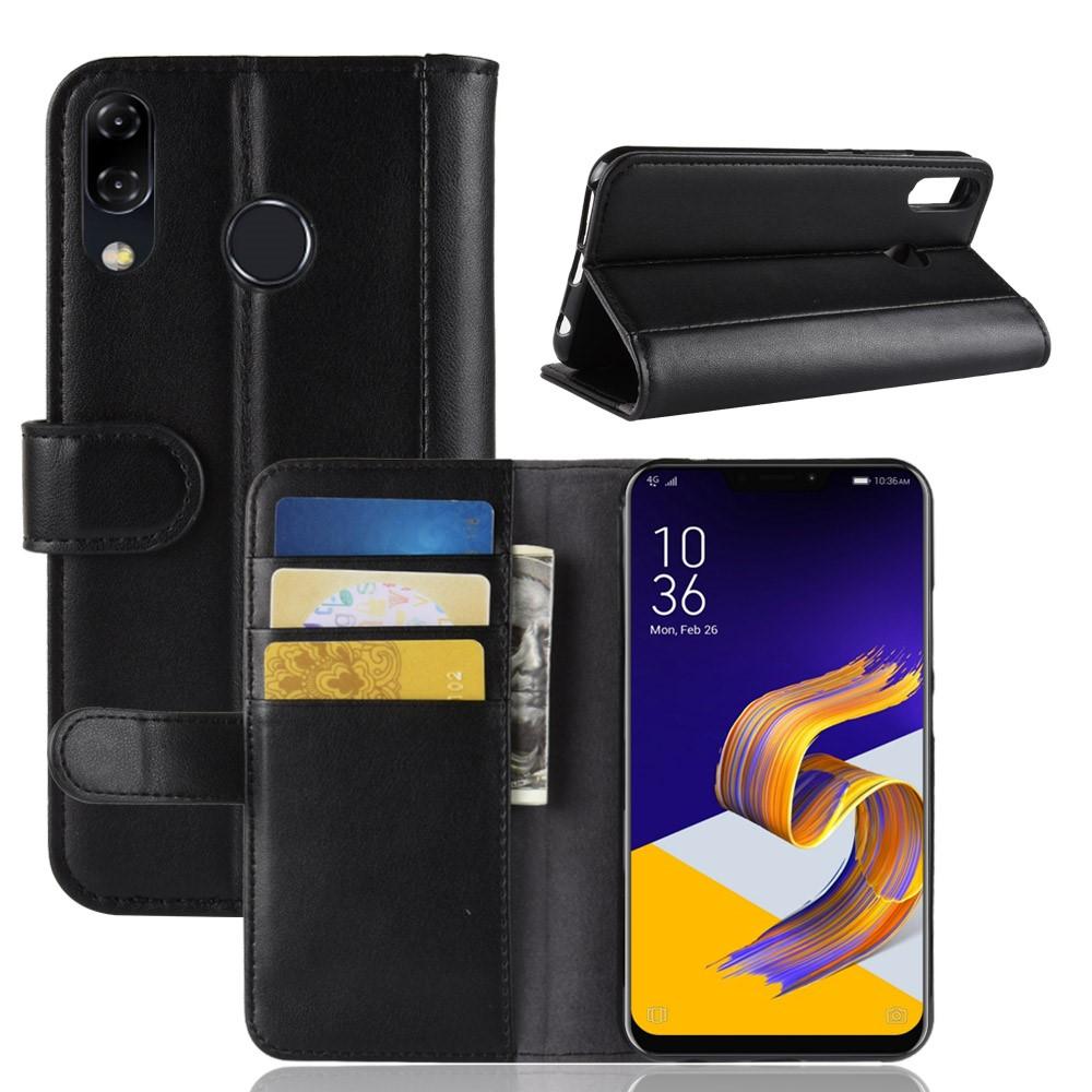 Étui en cuir veritable Asus ZenFone 5/5Z, noir