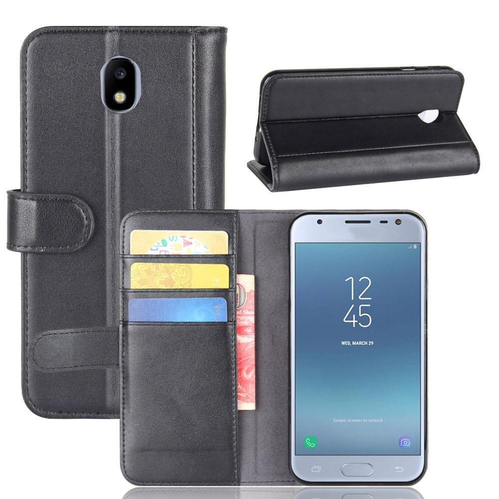 Étui en cuir veritable Samsung Galaxy J3 2017, Noir