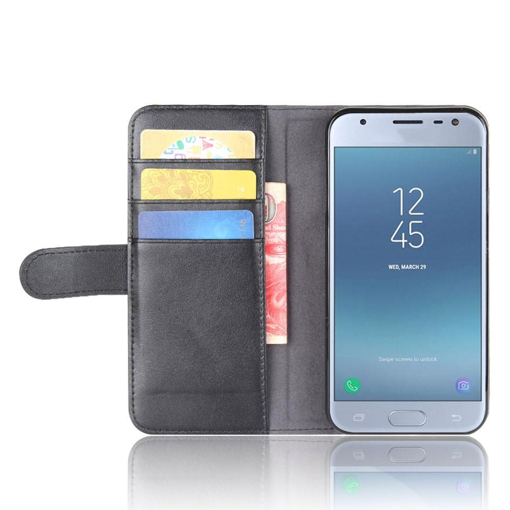 Étui en cuir veritable Samsung Galaxy J3 2017, Noir