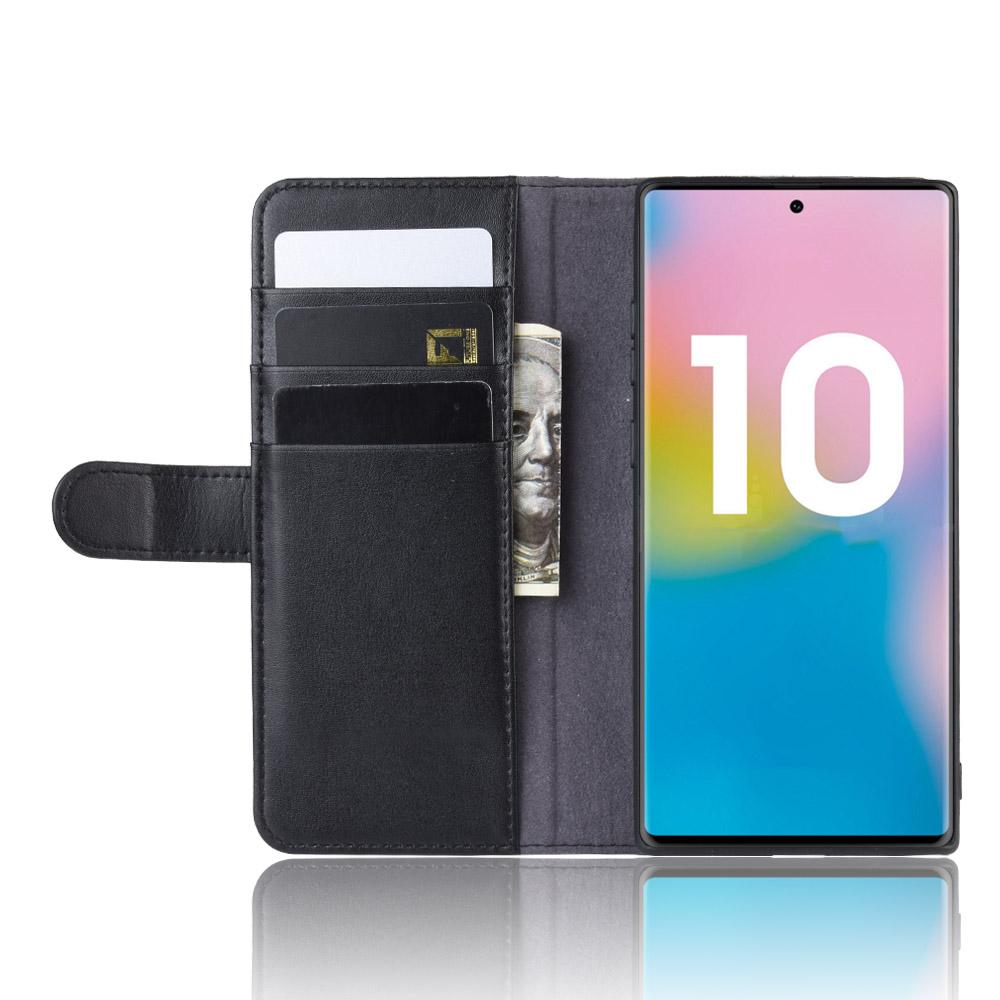 Étui en cuir veritable Samsung Galaxy Note 10 Plus, Noir