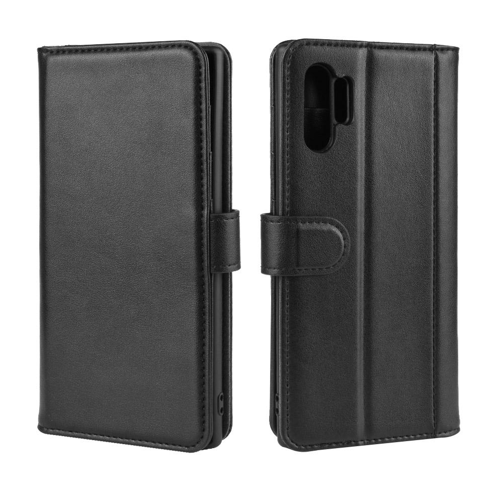Étui en cuir veritable Samsung Galaxy Note 10 Plus, Noir