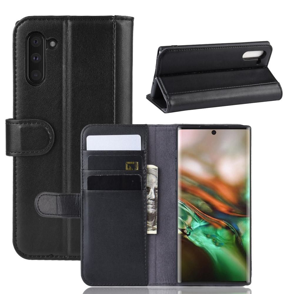 Étui en cuir veritable Samsung Galaxy Note 10, Noir