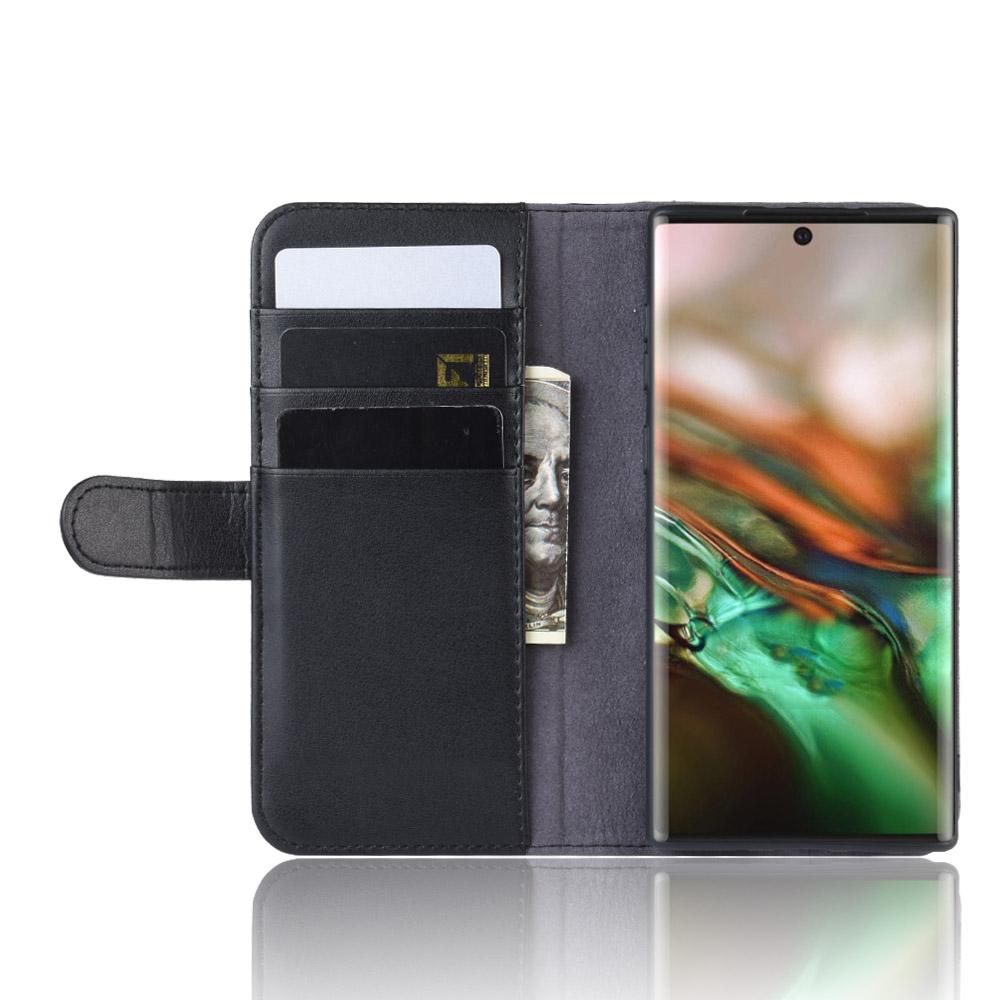 Étui en cuir veritable Samsung Galaxy Note 10, Noir