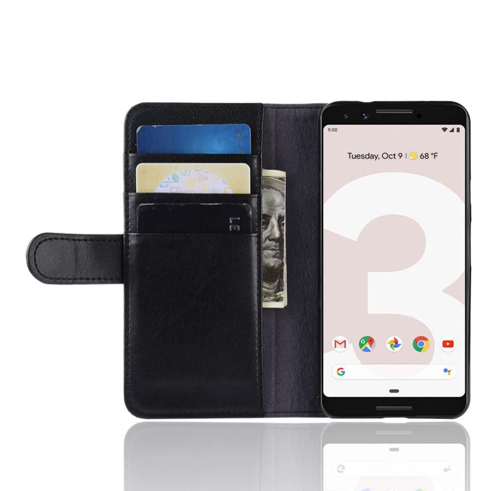 Étui en cuir veritable Google Pixel 3a, noir