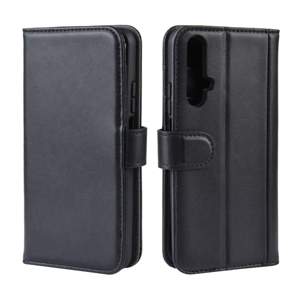 Étui en cuir veritable Huawei Honor 20, Noir