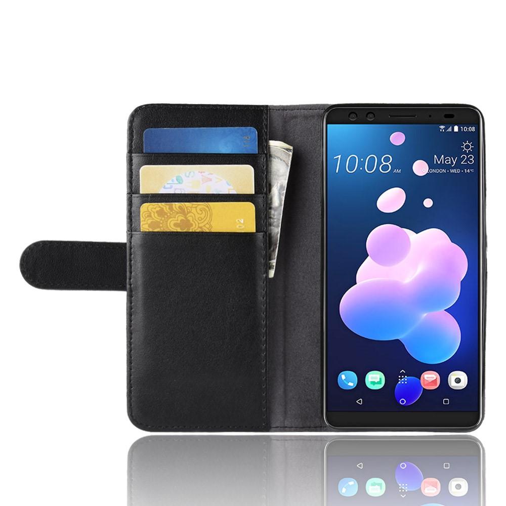 Étui en cuir veritable HTC U12+, Noir