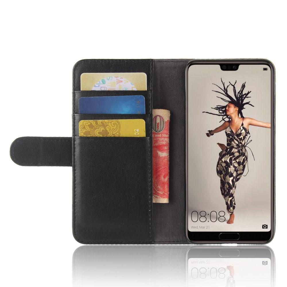 Étui en cuir veritable Huawei P20, Noir
