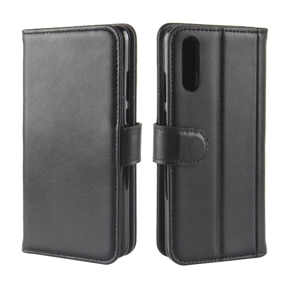 Étui en cuir veritable Huawei P20, Noir
