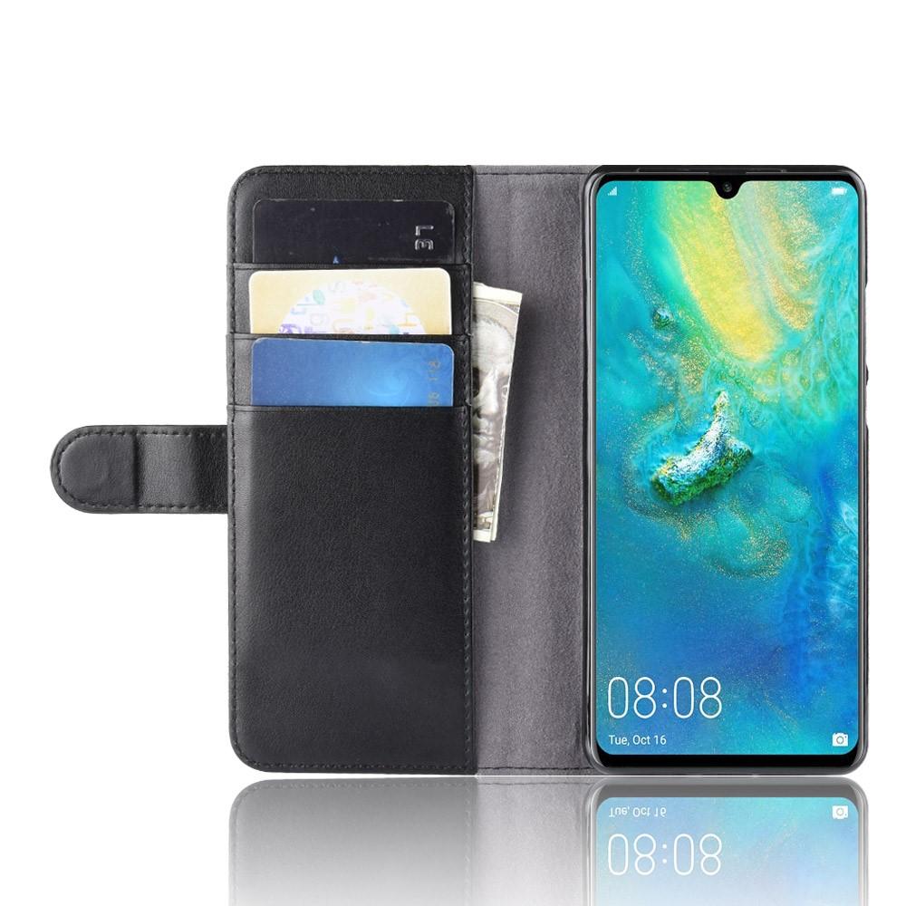 Étui en cuir veritable Huawei P30 Pro, noir