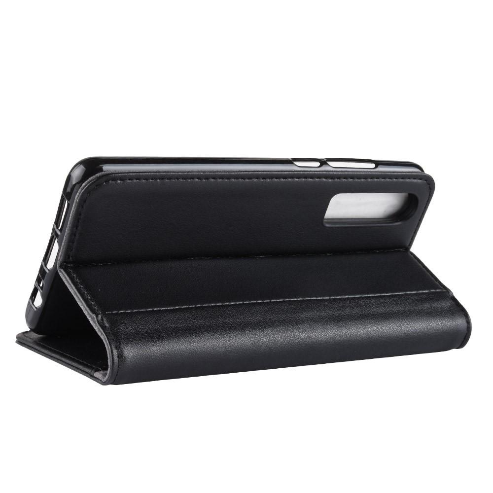 Étui en cuir veritable Huawei P30, Noir