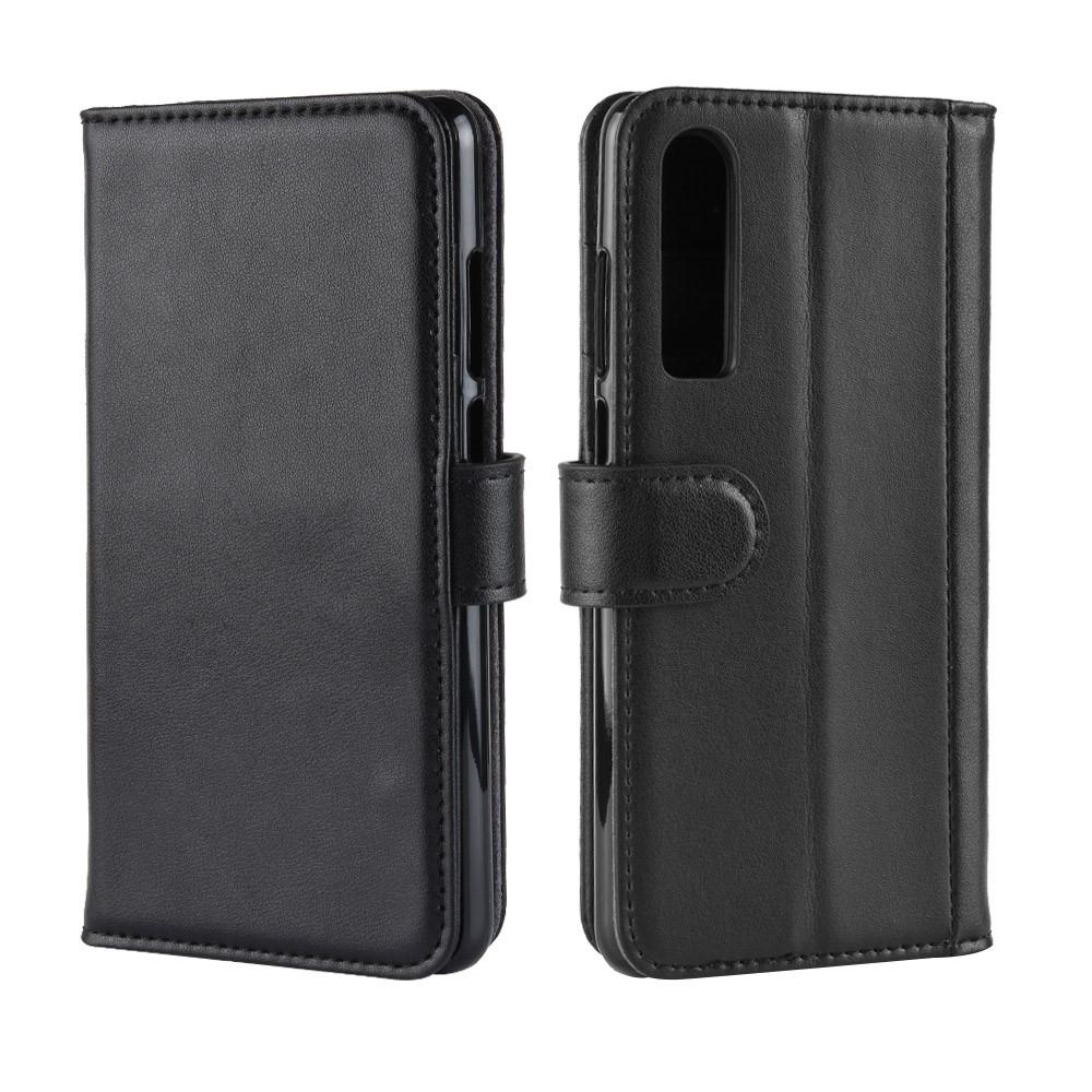 Étui en cuir veritable Huawei P30, Noir