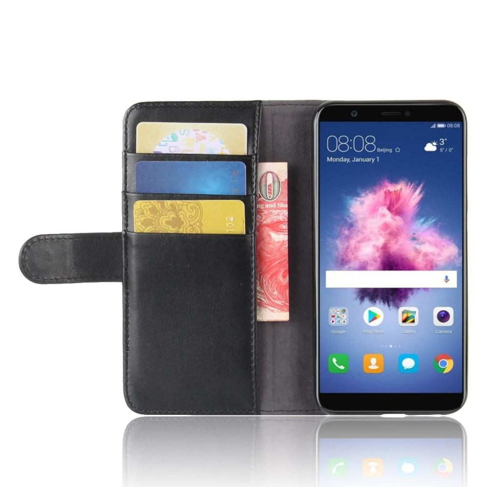 Étui en cuir veritable Huawei P Smart, Noir