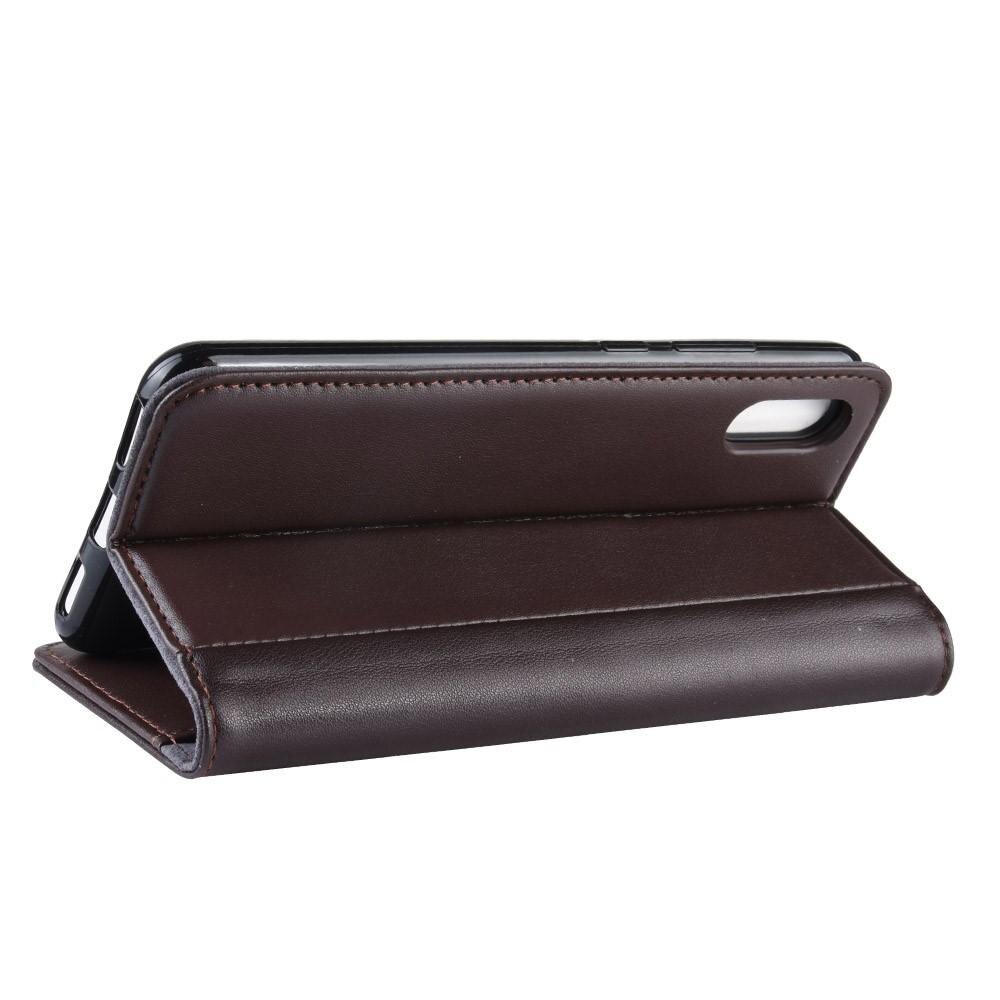 Étui en cuir veritable Huawei Y6 2019, Marron